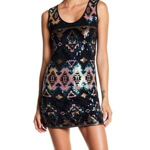 Sequin Aztec design tank dress